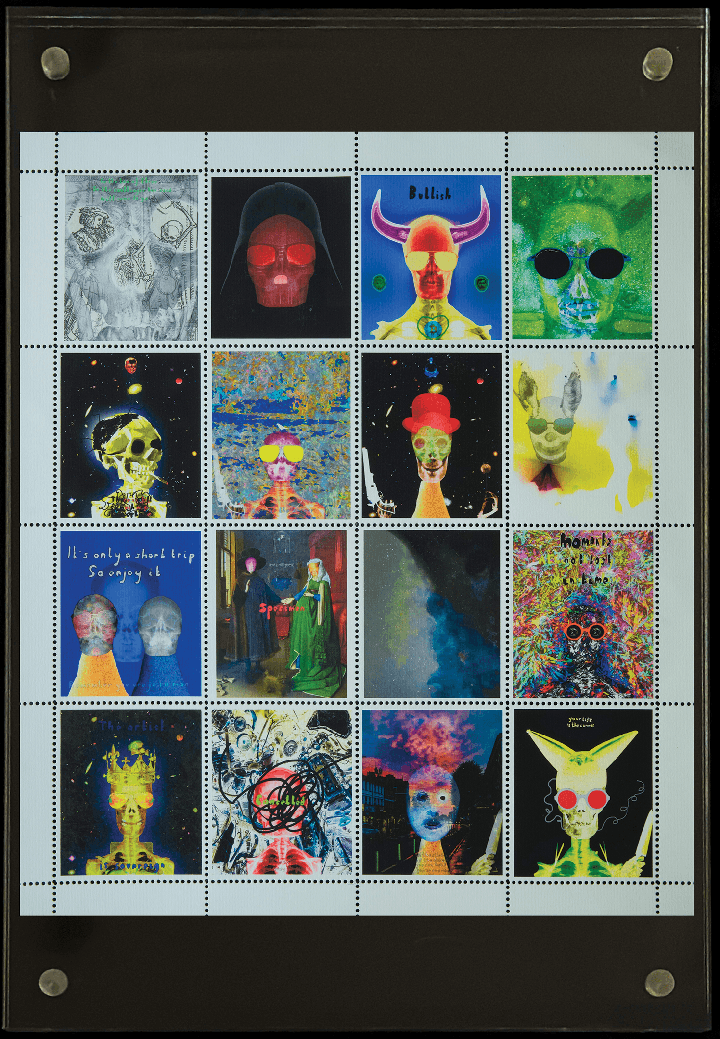 Framed Skull Portrait stamp arrangement one